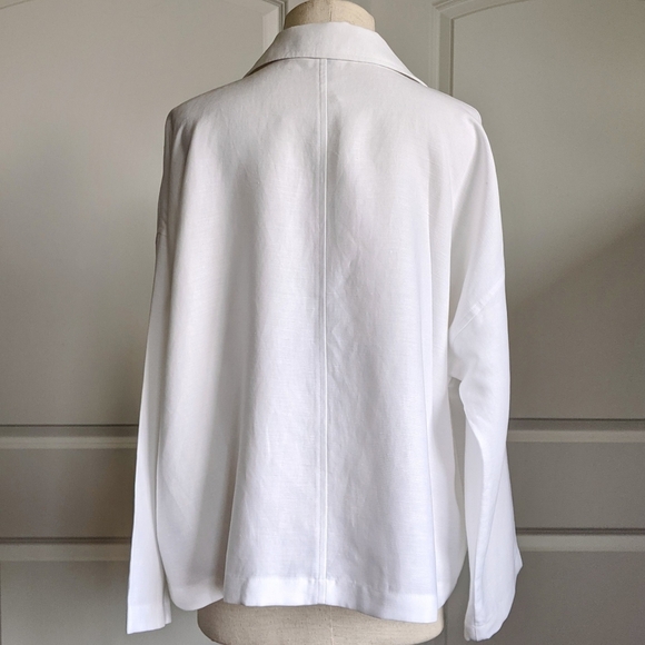 Eileen Fisher Jacket Open Front Double Breasted Notch Collar Linen White M NWT - Picture 7 of 12